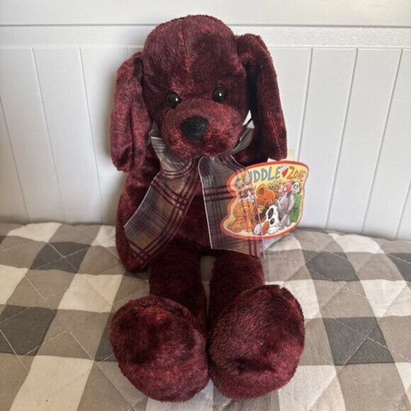 1999 NWT Vintage Commonwealth Plush Stuffed Dog Brown With Cuddle Zone Tag - Picture 9 of 9